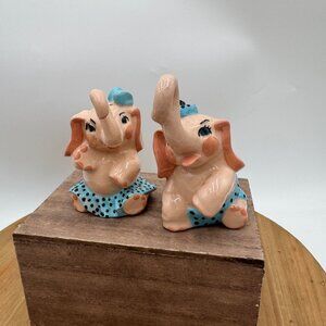 Vintage 1960's elephant salt and pepper shakers ceramic art studios madison wisc